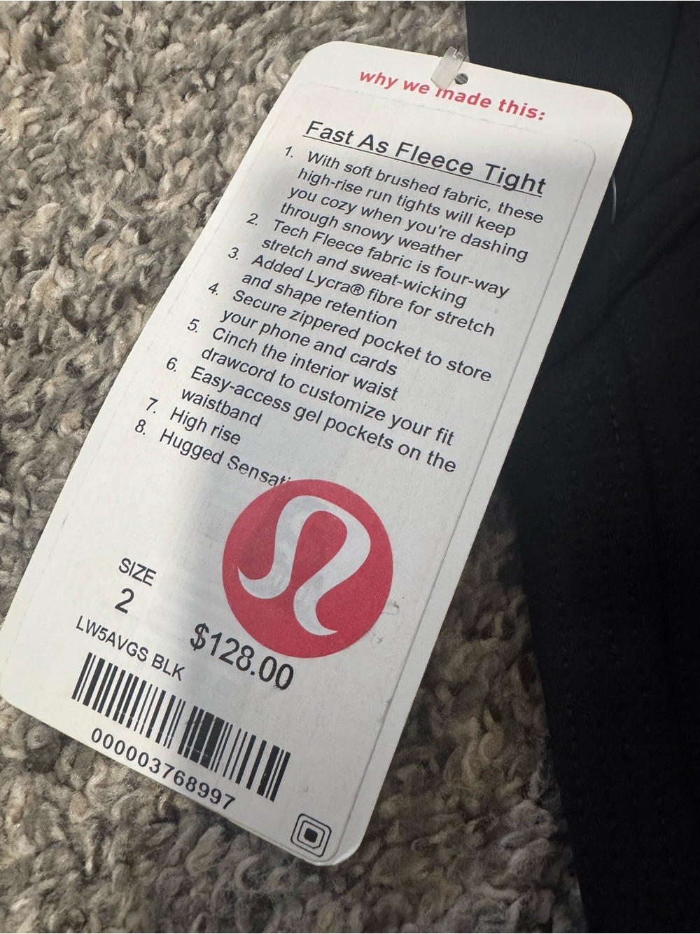 NWT Lululemon Fast As Fleece Leggings - Picture 8 of 9